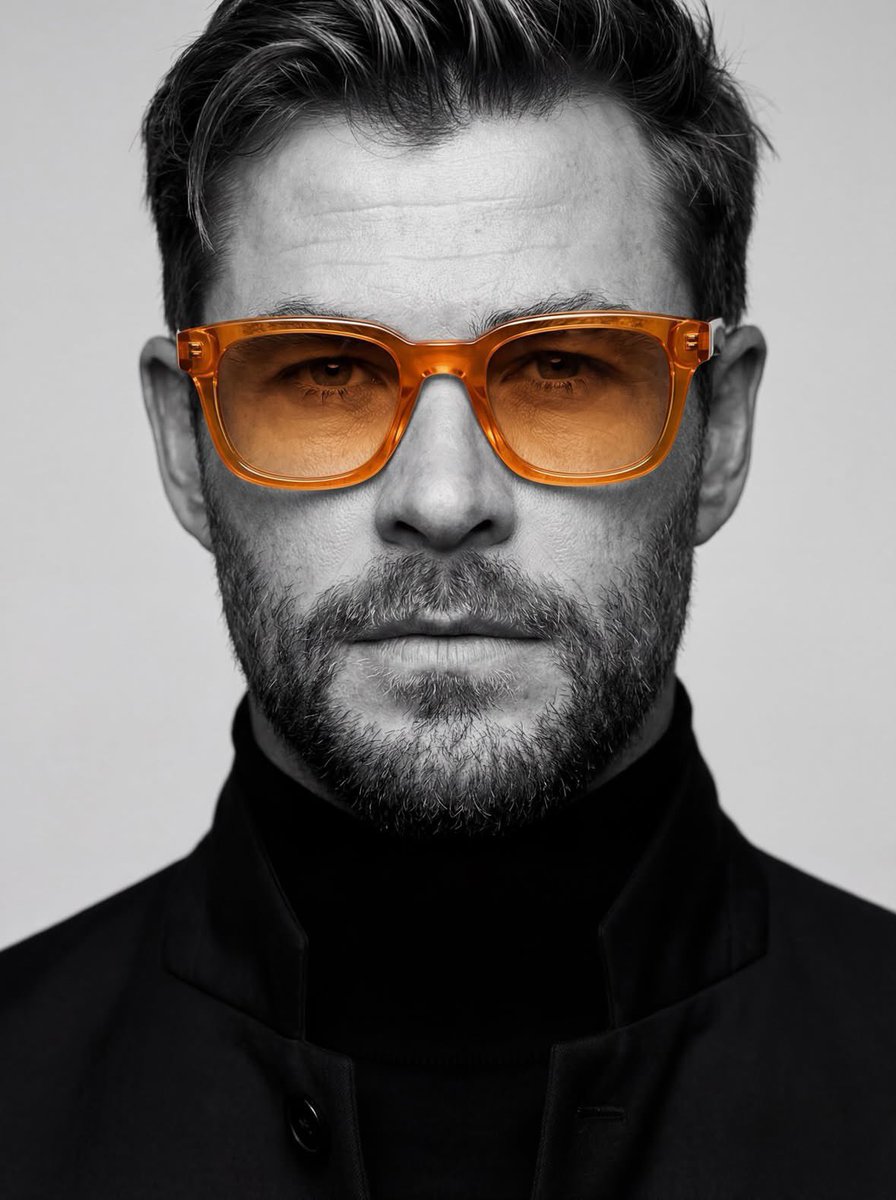 Monochrome Portrait Amber Glasses Studio Headshot
