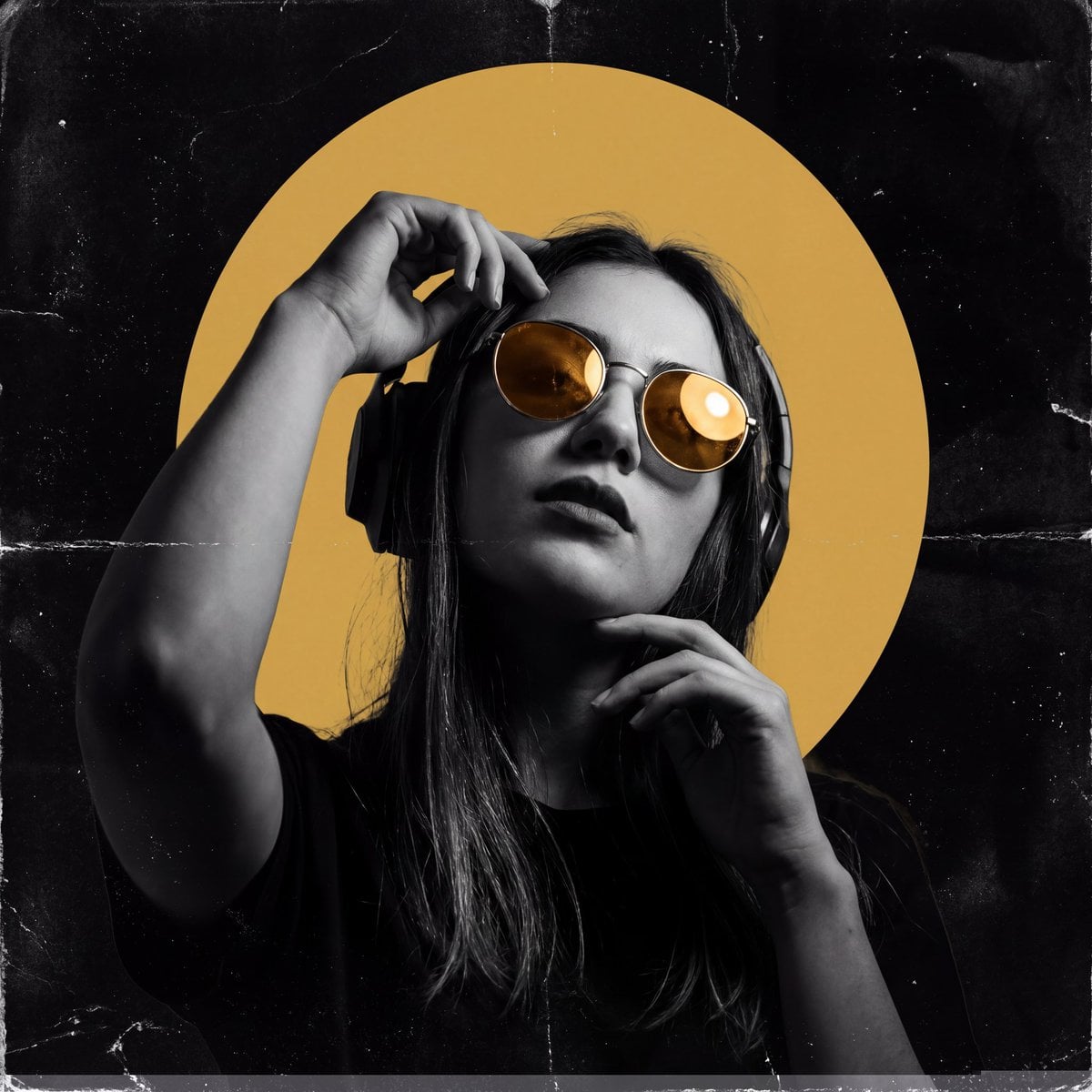 Póster Club Underground Moody Mujer Monocroma con Gafas Ámbar