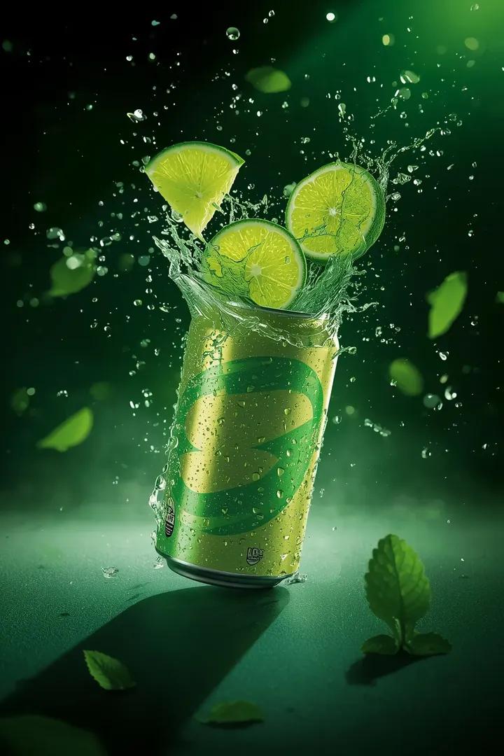 Kinematyczna eksplozja puszki lemoniady limonkowej