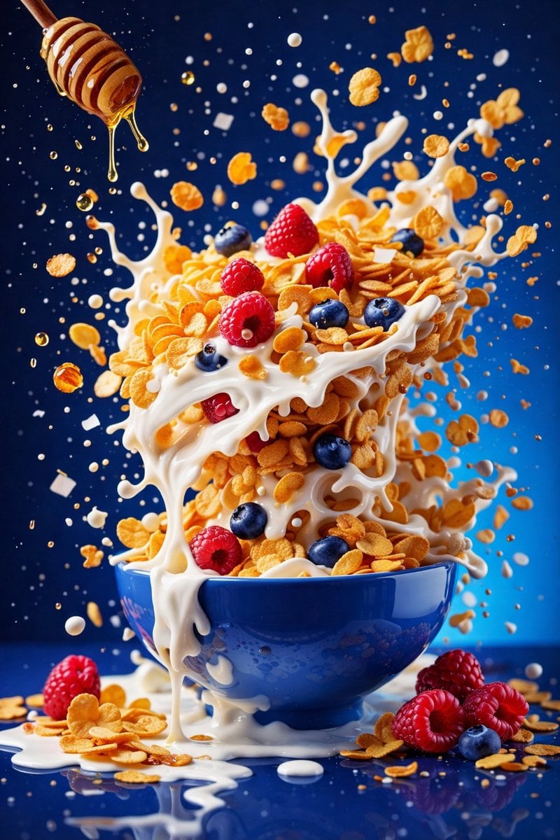8K Hiper Gerçekçi Berry Smoothie Kase Havada Patlama Gıda Fotoğrafçılığı