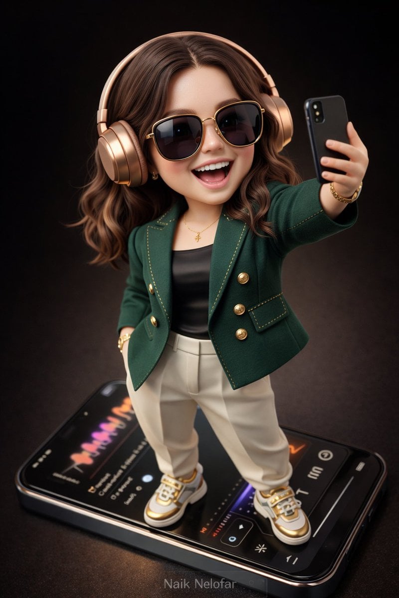 3Dセミリアルちびデザイナートイのスマホセルフィー