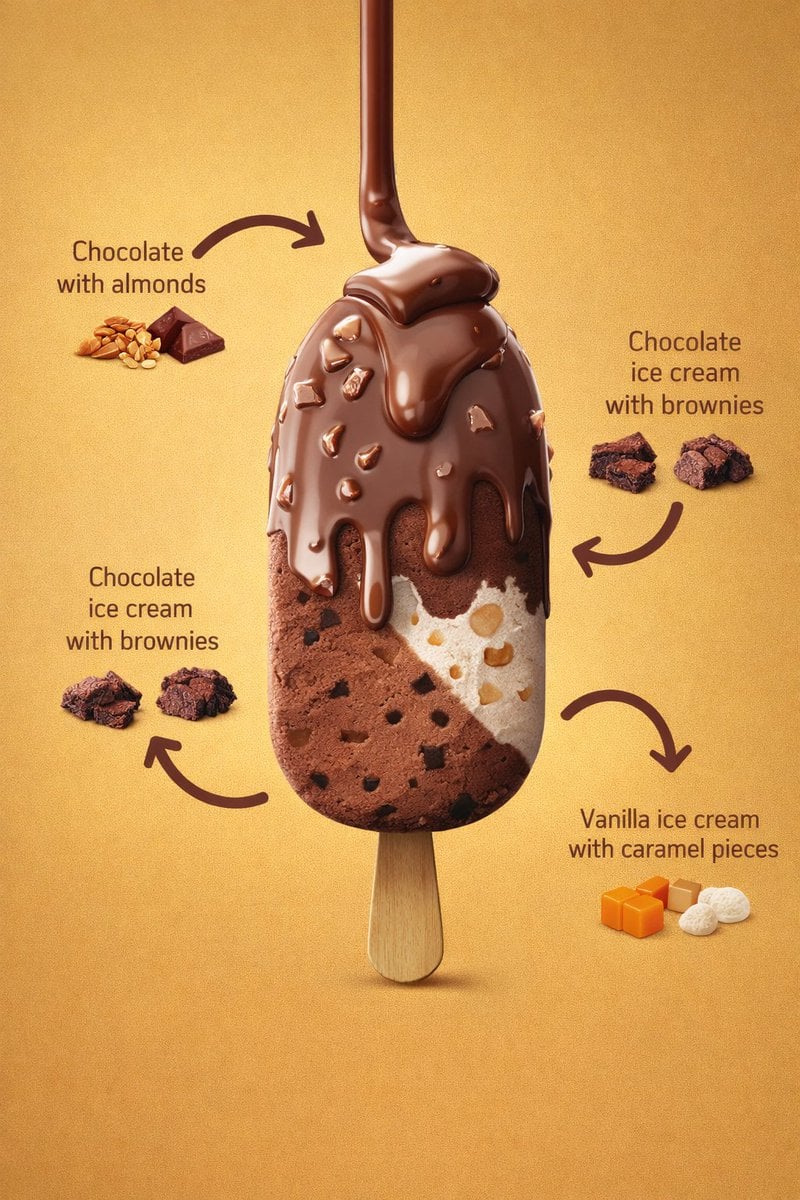 8K Photorealistic Melting Chocolate Almond Ice Cream Bar Commercial Render