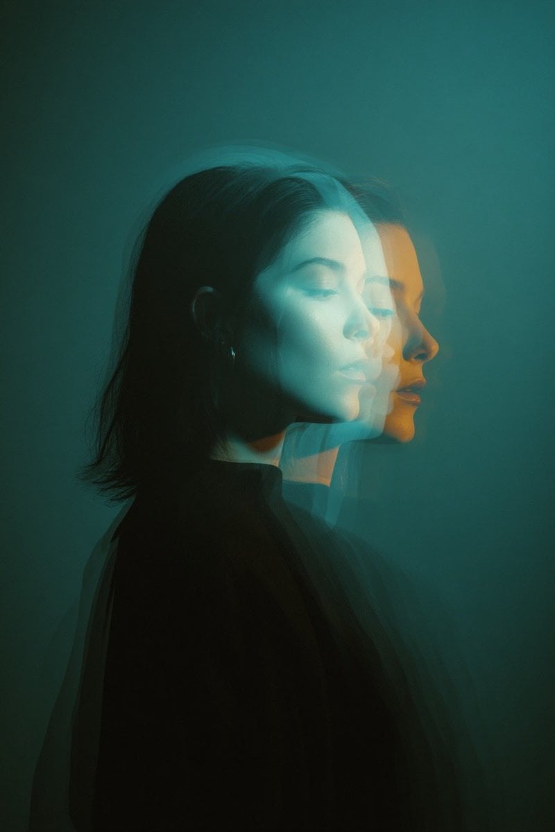 Cinematic Doppelbelichtungs-Portrait – Teal und Orange Beleuchtung