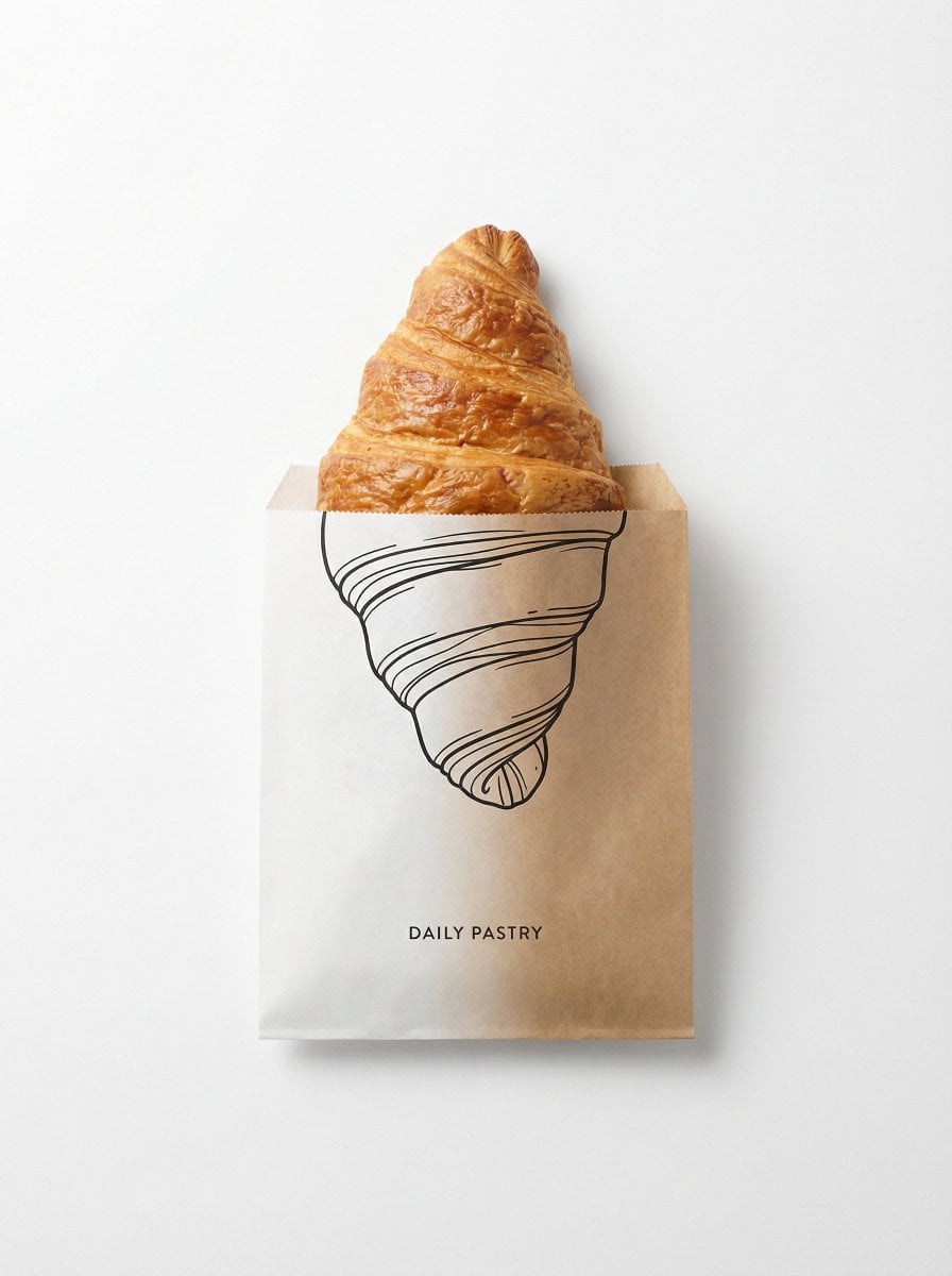 Minimal Studio Shot with Real Food Packaging Illustration