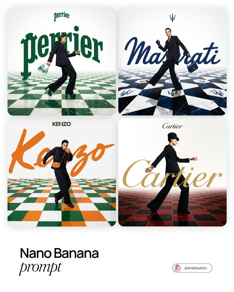 Luxury Brand Campaign Visual with Surreal Checkerboard Floor