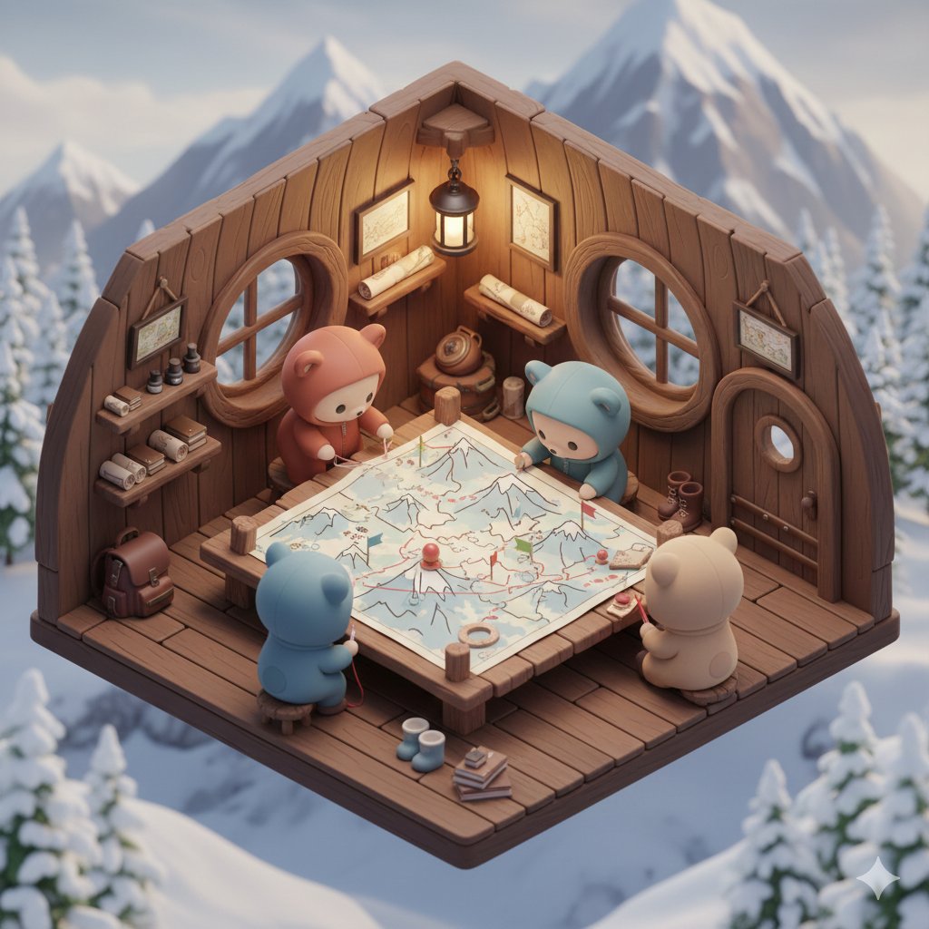 Kawaii Isometric Bear Map Scene - Cozy 3D Hideout