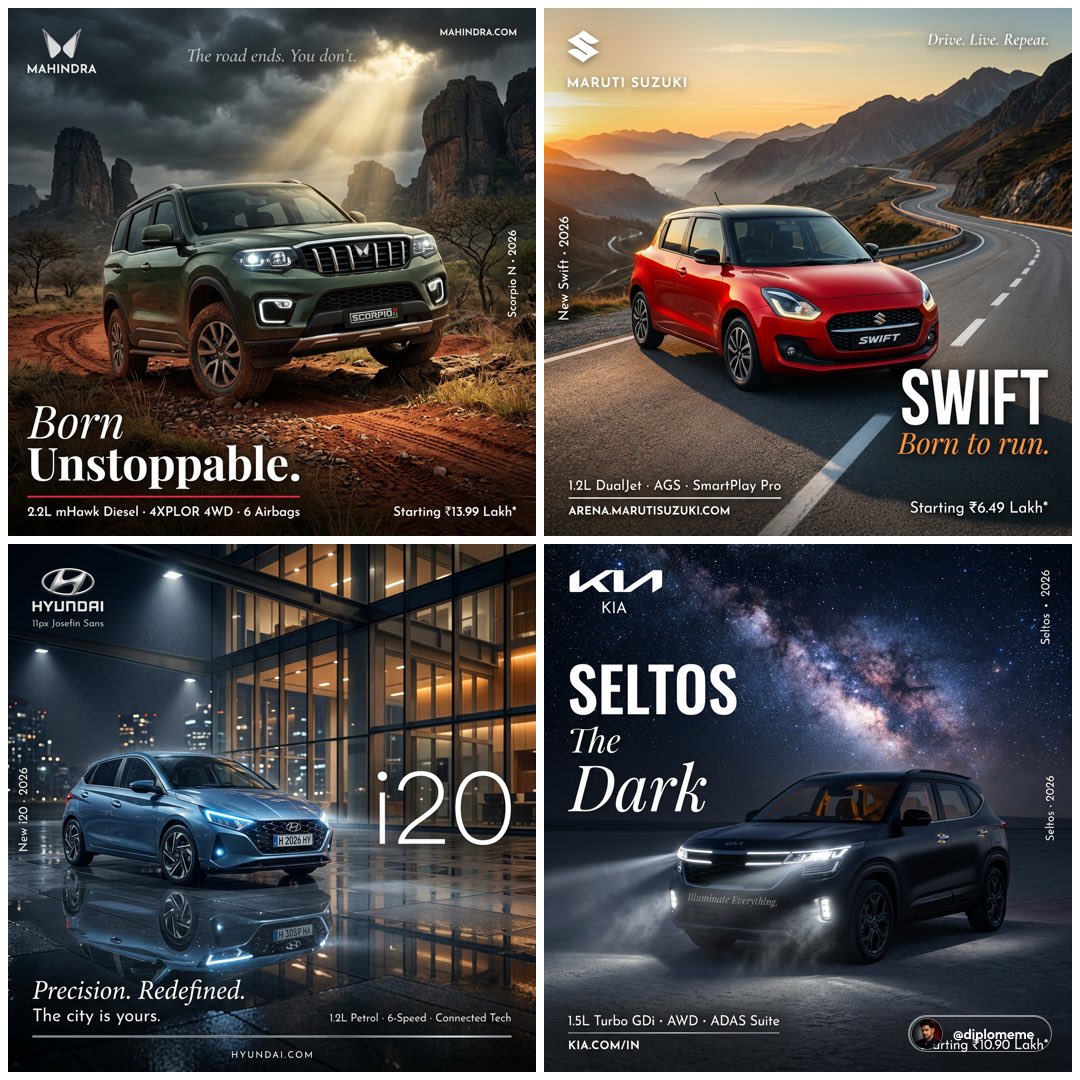 Automotive Ad Poster: Hyper-Realistic Car Commercial Design