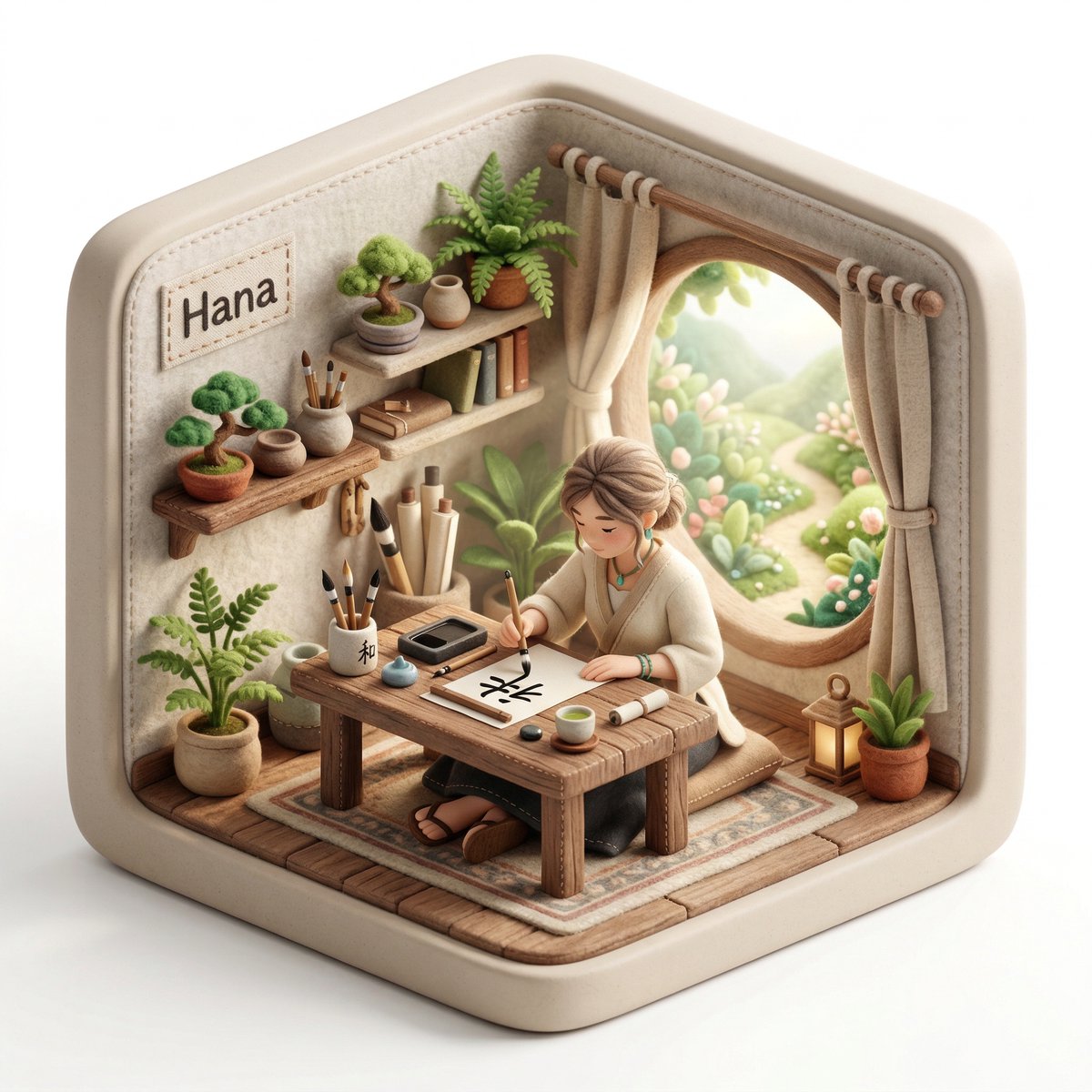 3D Isometric Diorama Illustration of a Creative Character in Nature