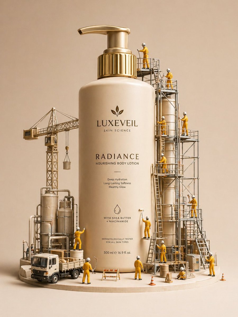 LUXEVEIL Ultra-Realistic Mini Scene Skincare Advertisement